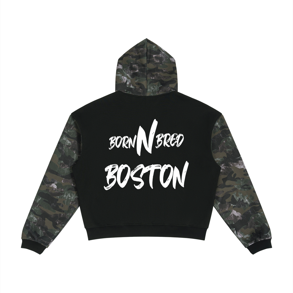 Unisex Colorblock Camo Full Zip Boxy Hoodie