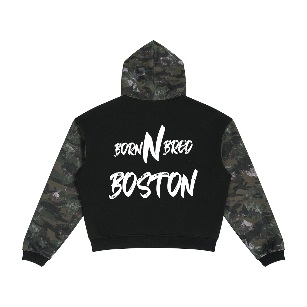 Unisex Colorblock Camo Full Zip Boxy Hoodie