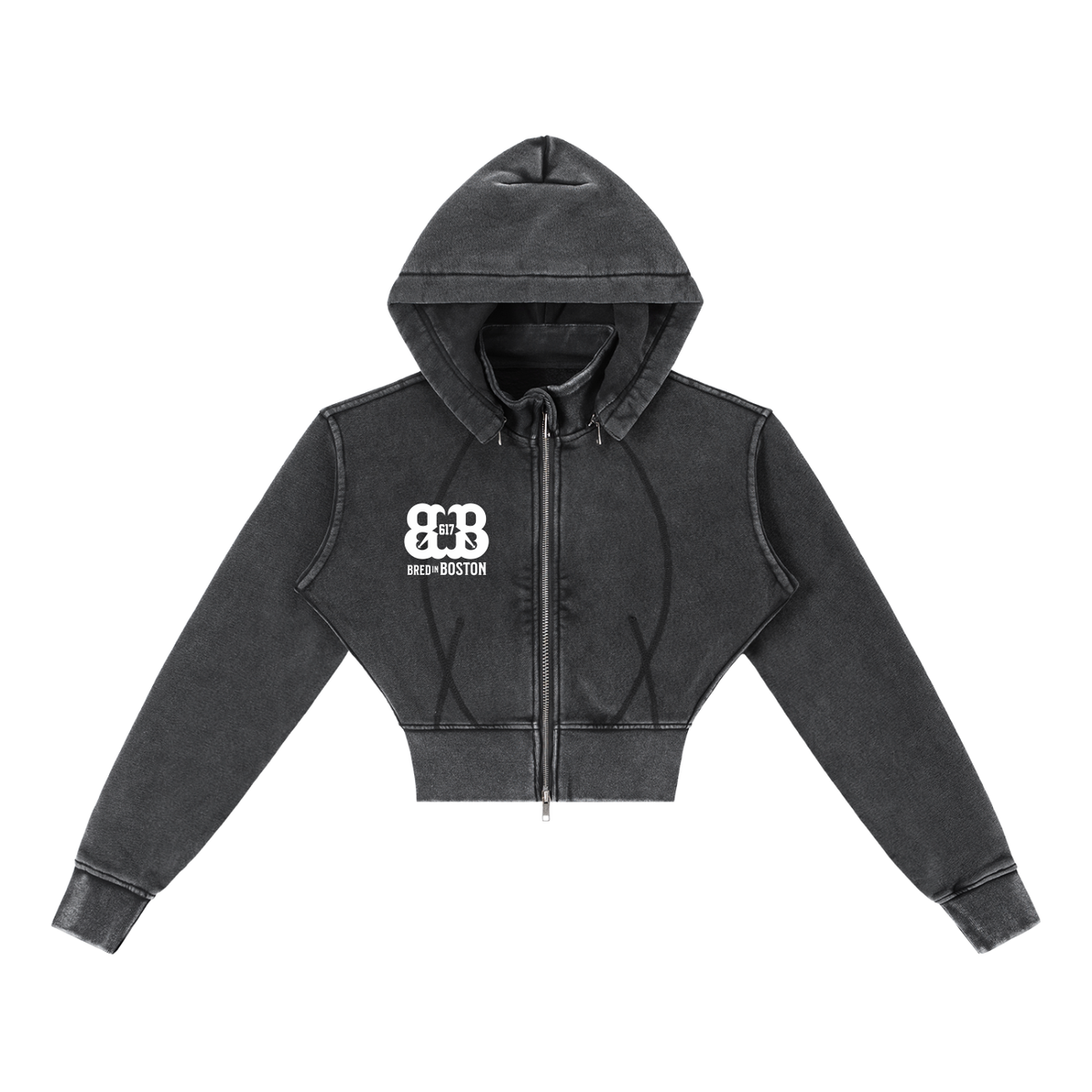 Vintage Washed Cropped Fleece Hoodie