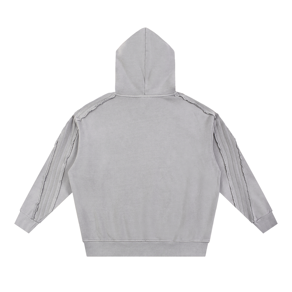 Snow Washed Tape Raw Edge Hoodie