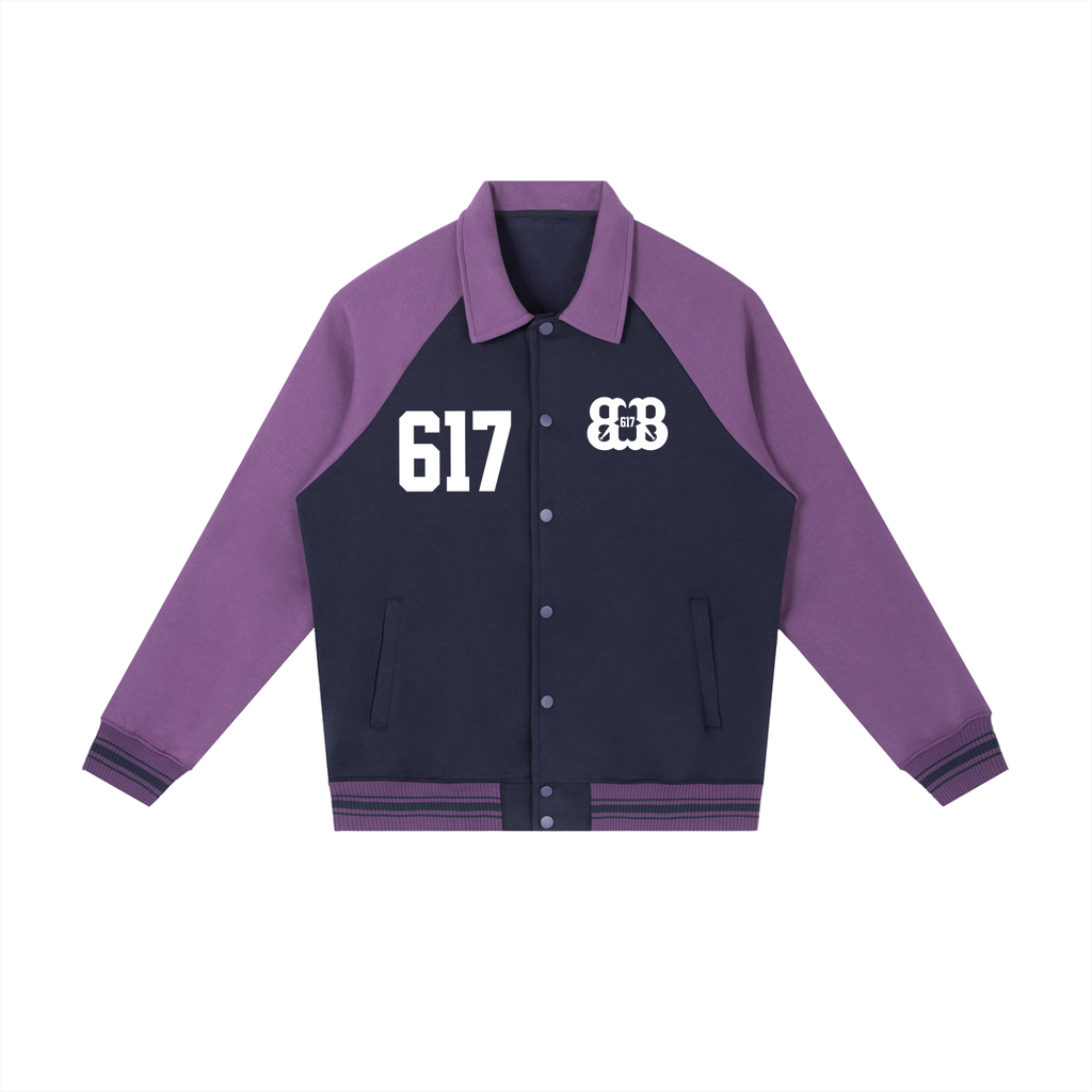 Contrast Raglan Sleeve Baseball Jacket