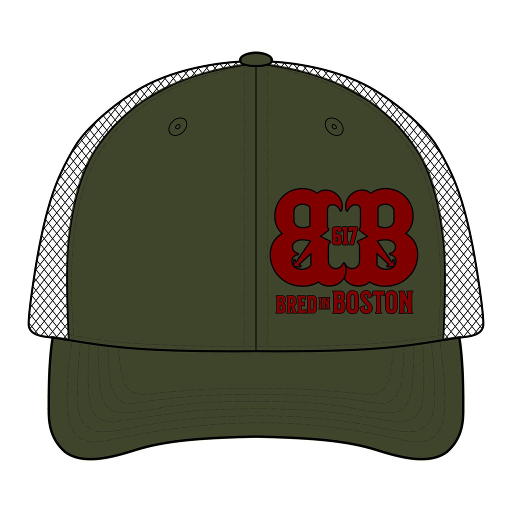 Camo Mesh Back Cap — "Bred in Boston" 617 Logo