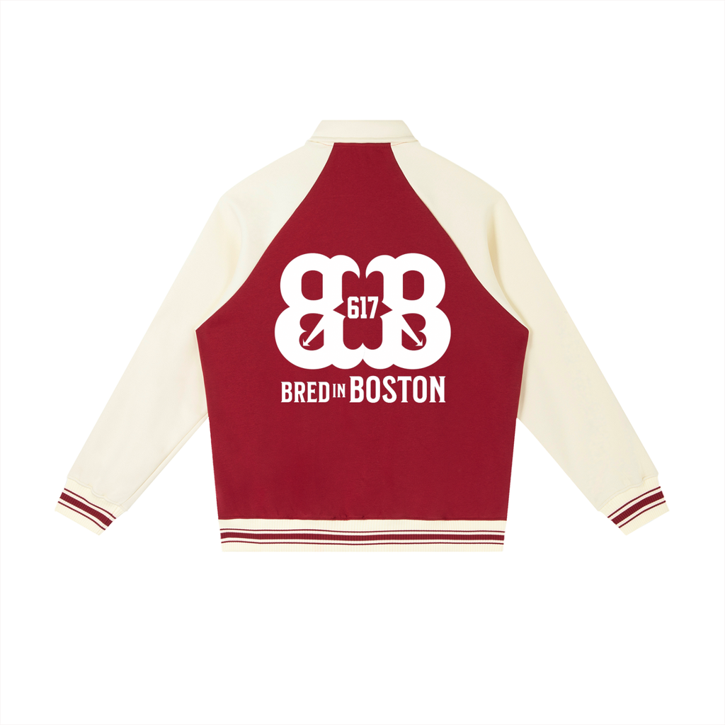 Contrast Raglan Sleeve Baseball Jacket