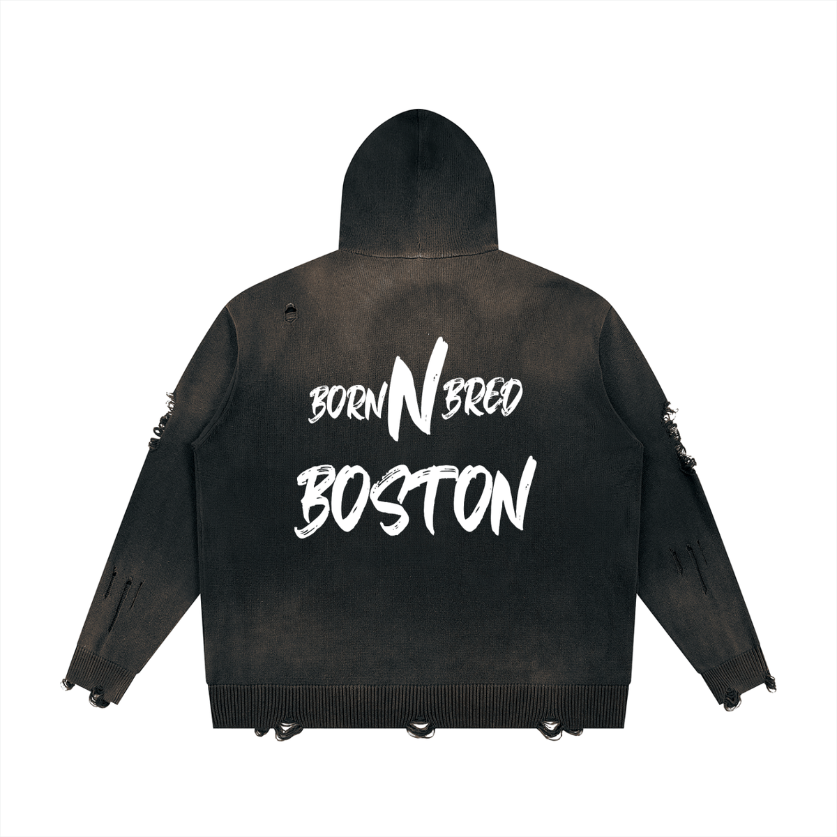 Unisex Distressed Full Zip Sweater