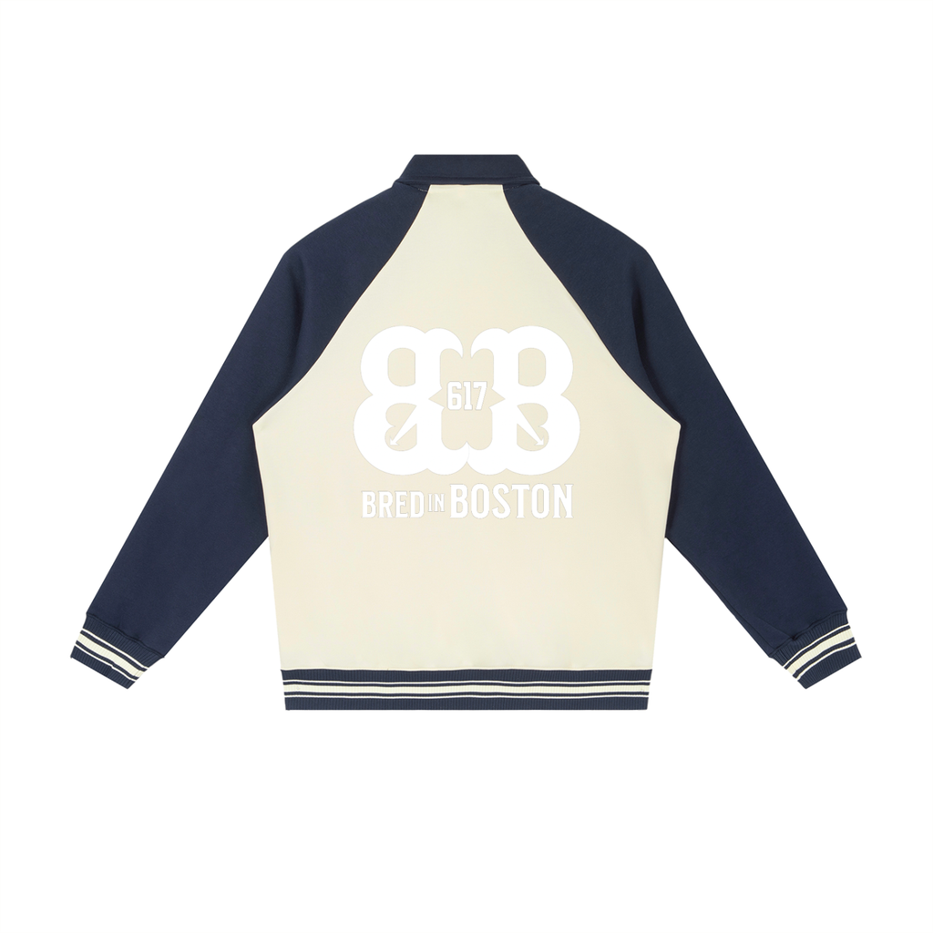 Contrast Raglan Sleeve Baseball Jacket