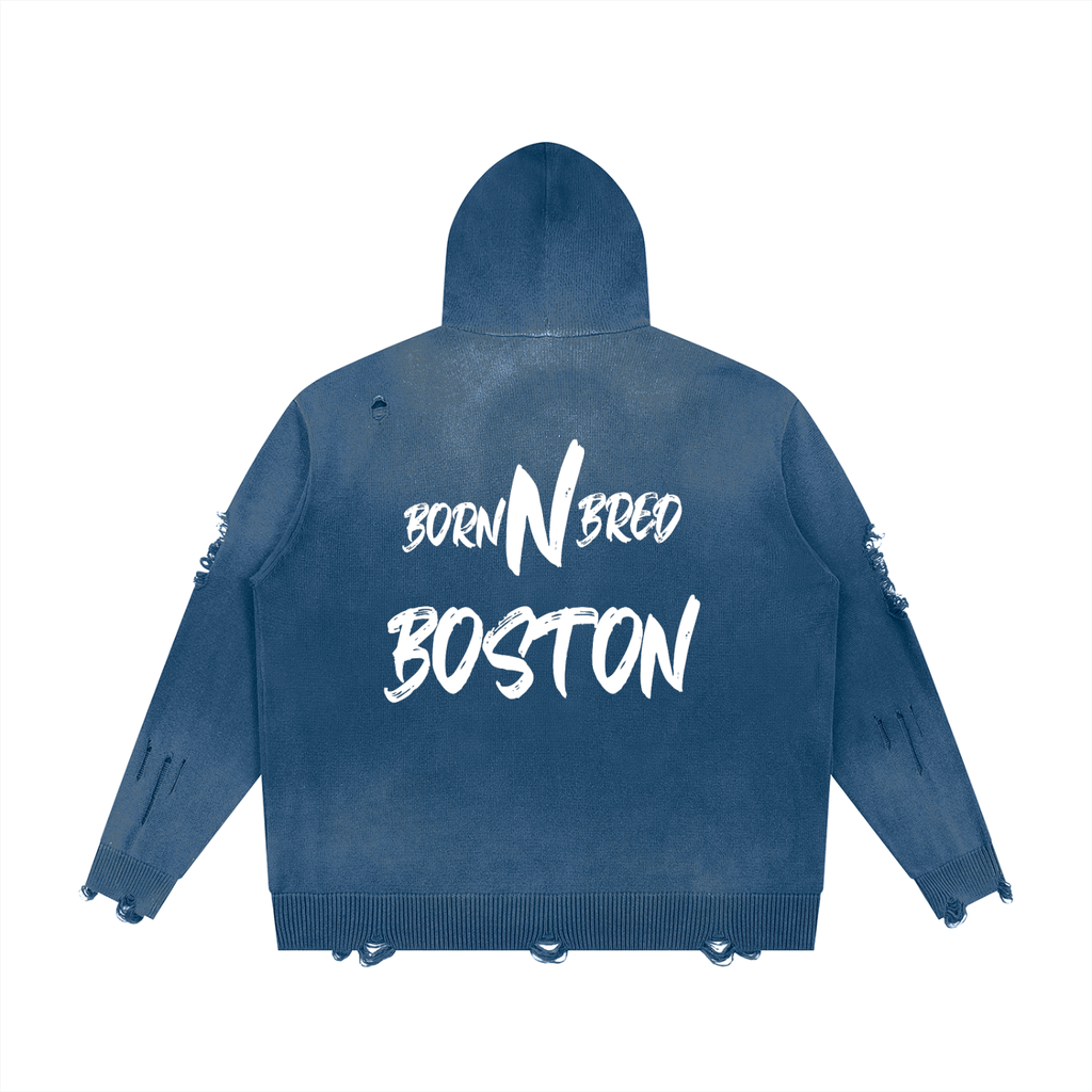 Unisex Distressed Full Zip Sweater