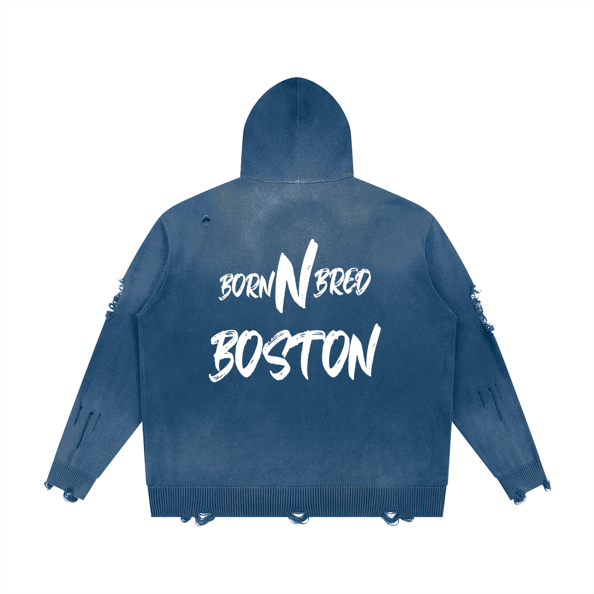 Unisex Distressed Full Zip Sweater