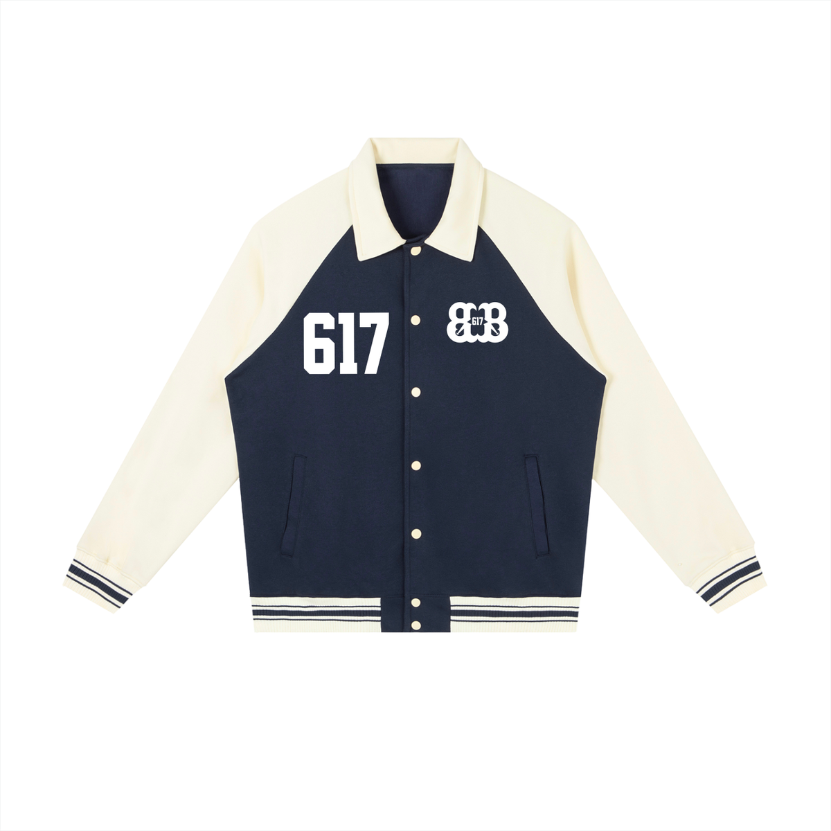 Contrast Raglan Sleeve Baseball Jacket