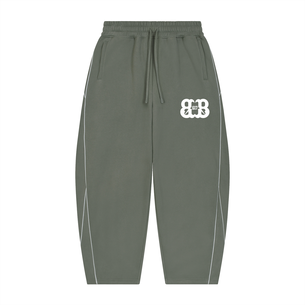 Unisex Piping Fleece Barrel Leg Sweatpants