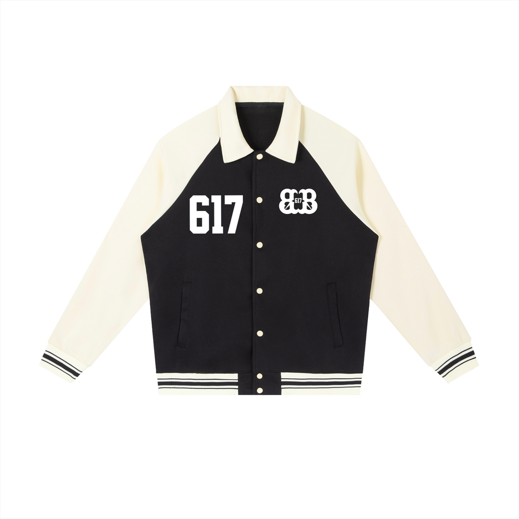 Contrast Raglan Sleeve Baseball Jacket