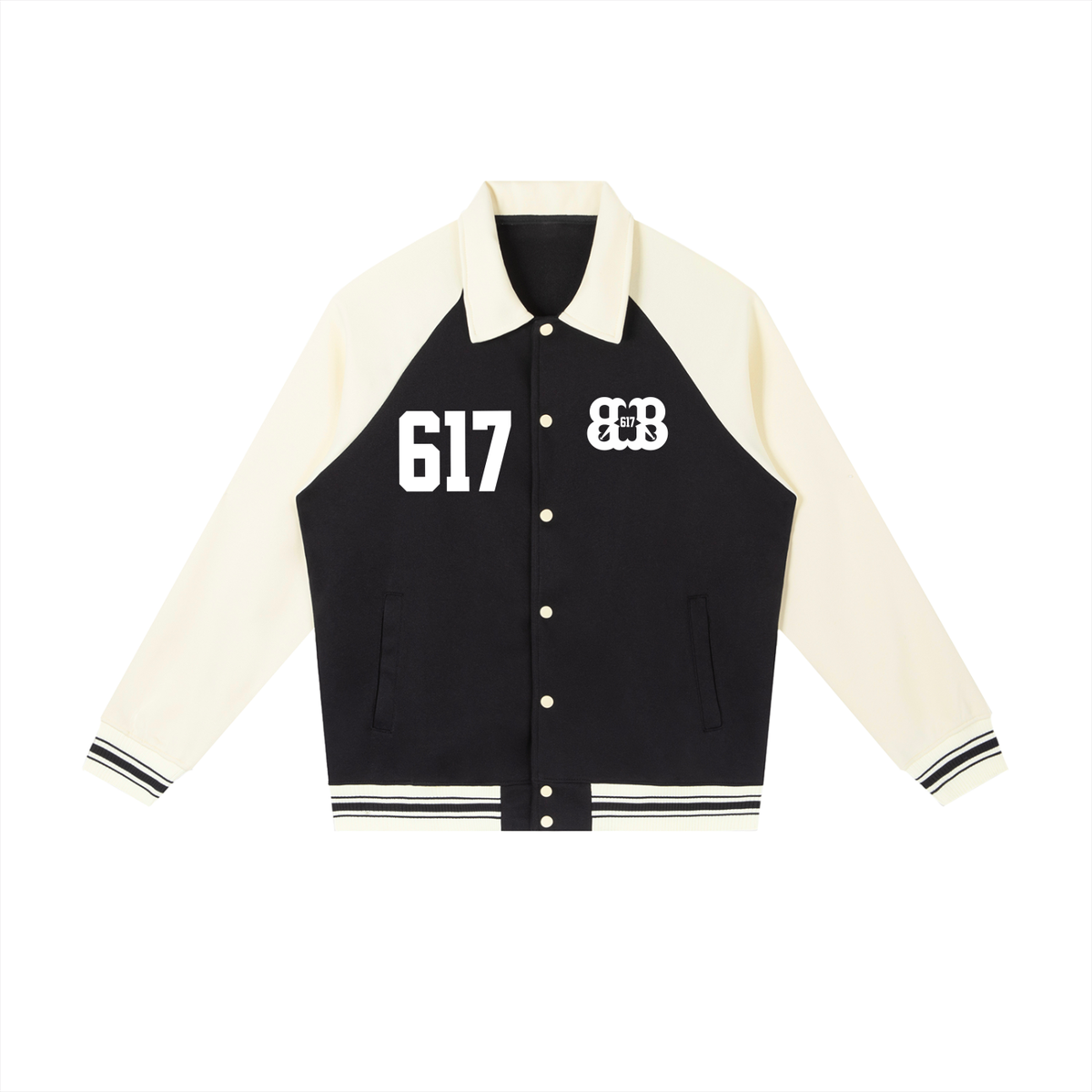 Contrast Raglan Sleeve Baseball Jacket
