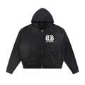 Sun Fade Frayed Raw Edge Fleece Zip Hoodie