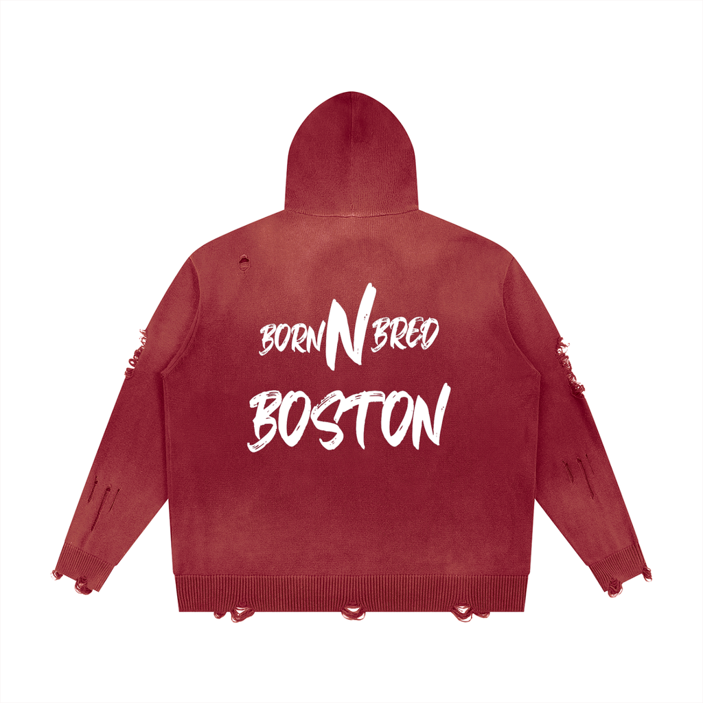 Unisex Distressed Full Zip Sweater