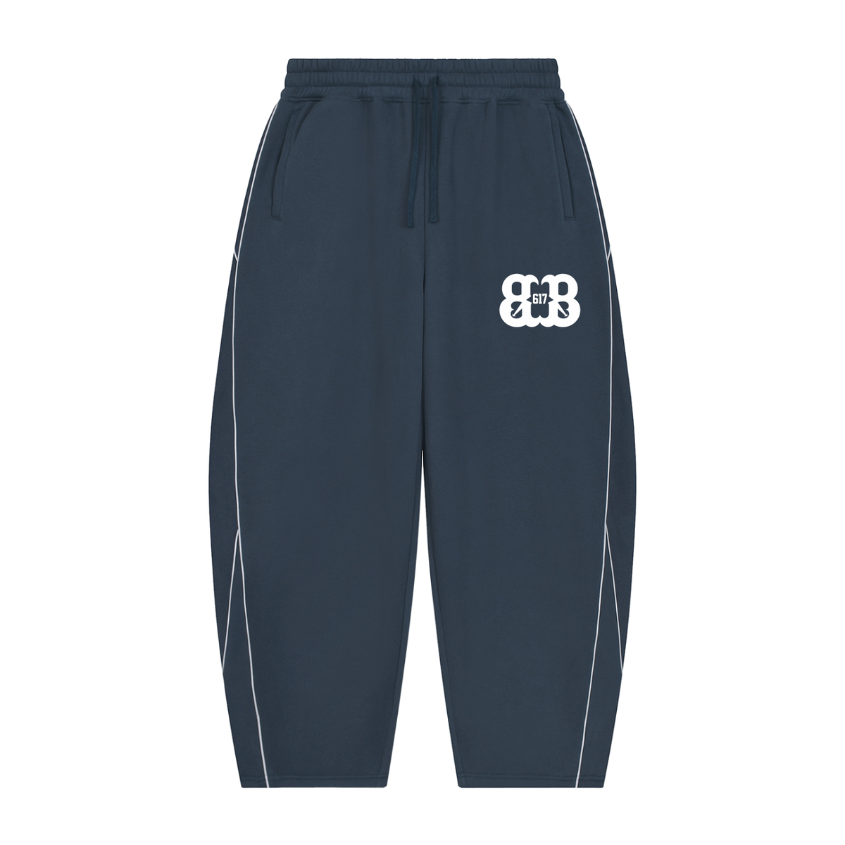 Unisex Piping Fleece Barrel Leg Sweatpants