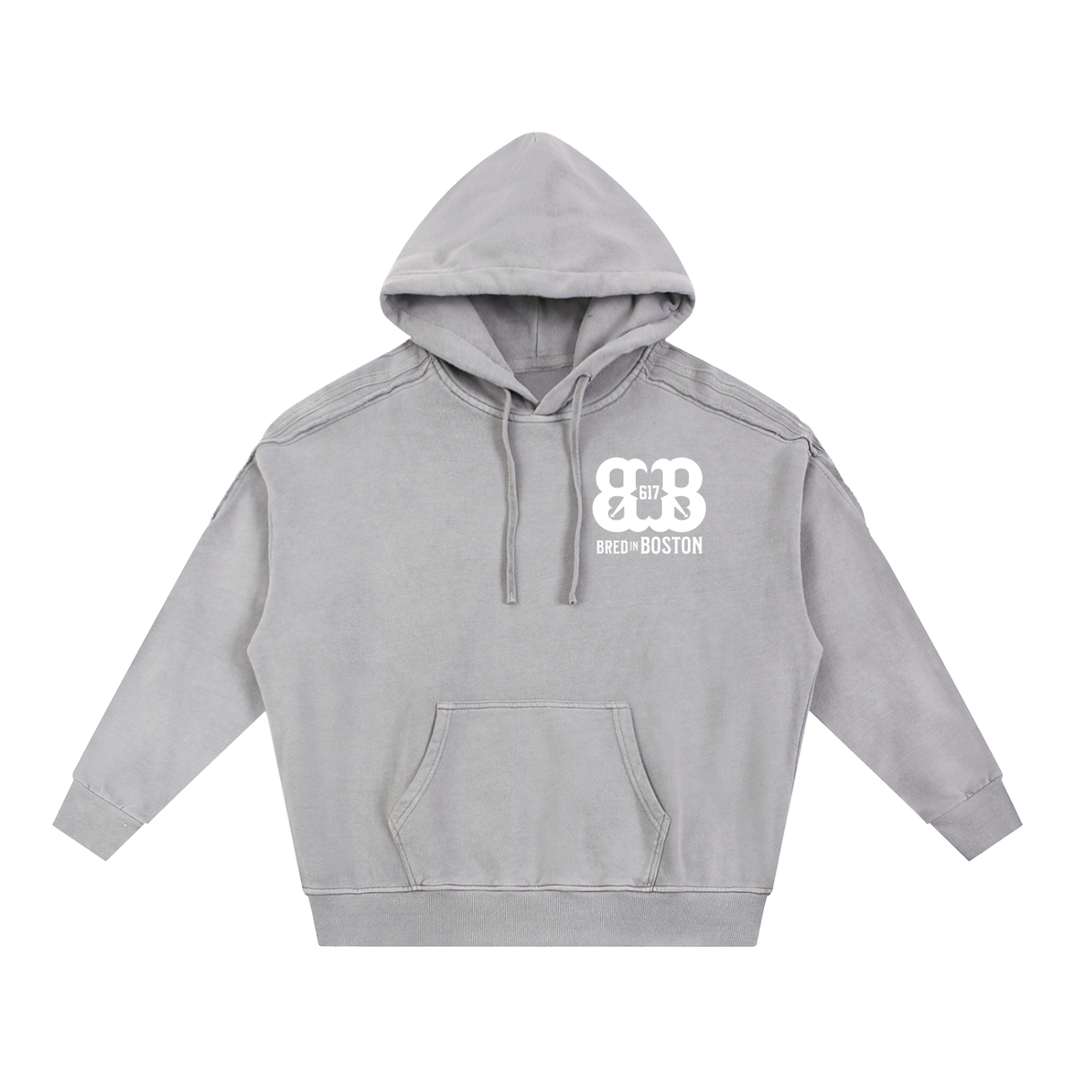 Snow Washed Tape Raw Edge Hoodie