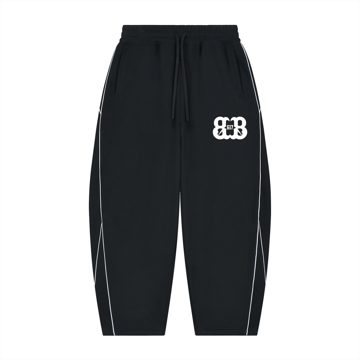 Unisex Piping Fleece Barrel Leg Sweatpants