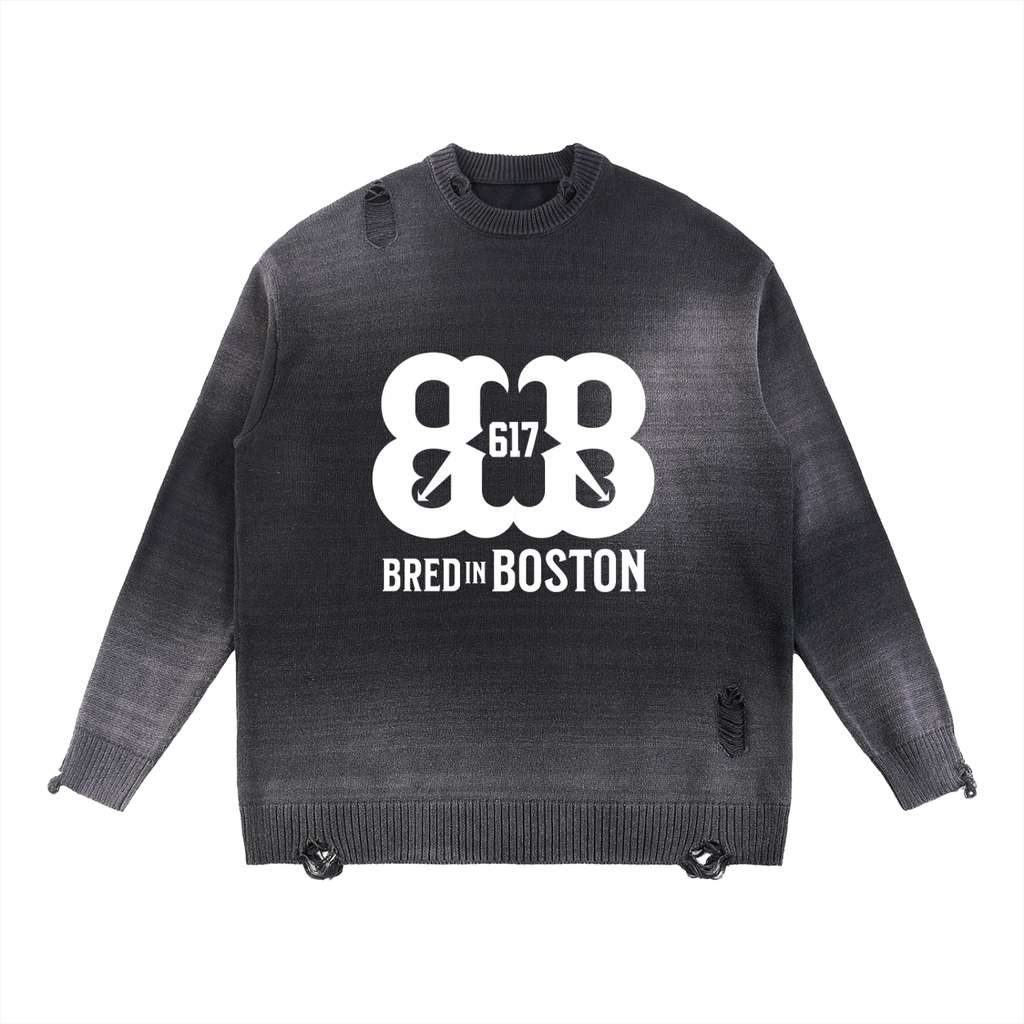Sun Fade Distressed Ripped Crewneck sweater