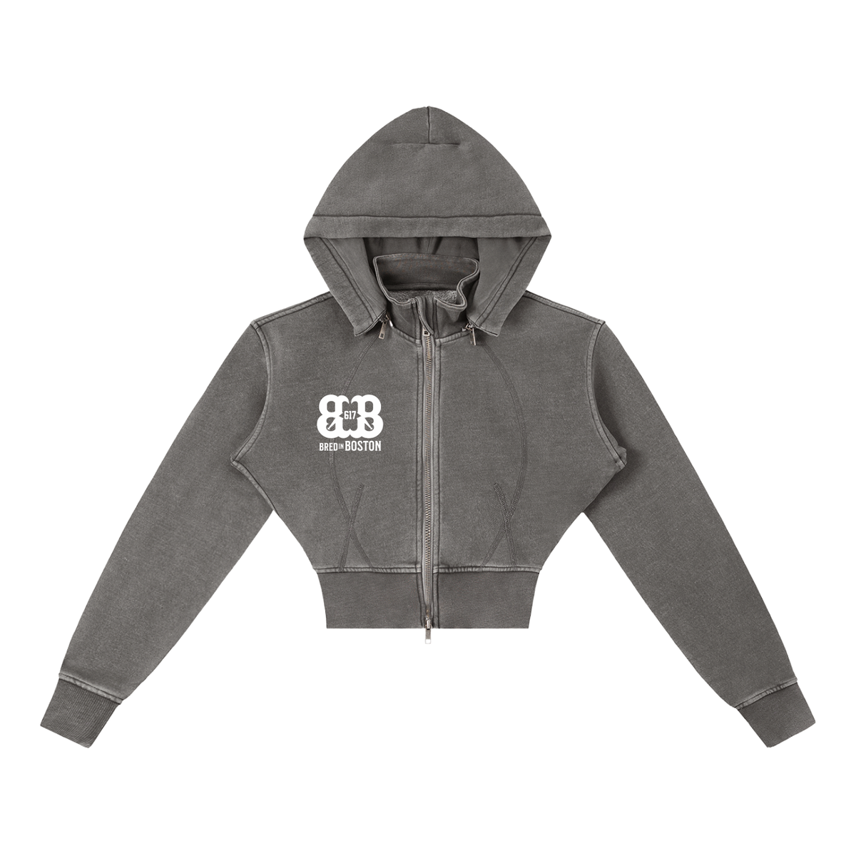 Vintage Washed Cropped Fleece Hoodie