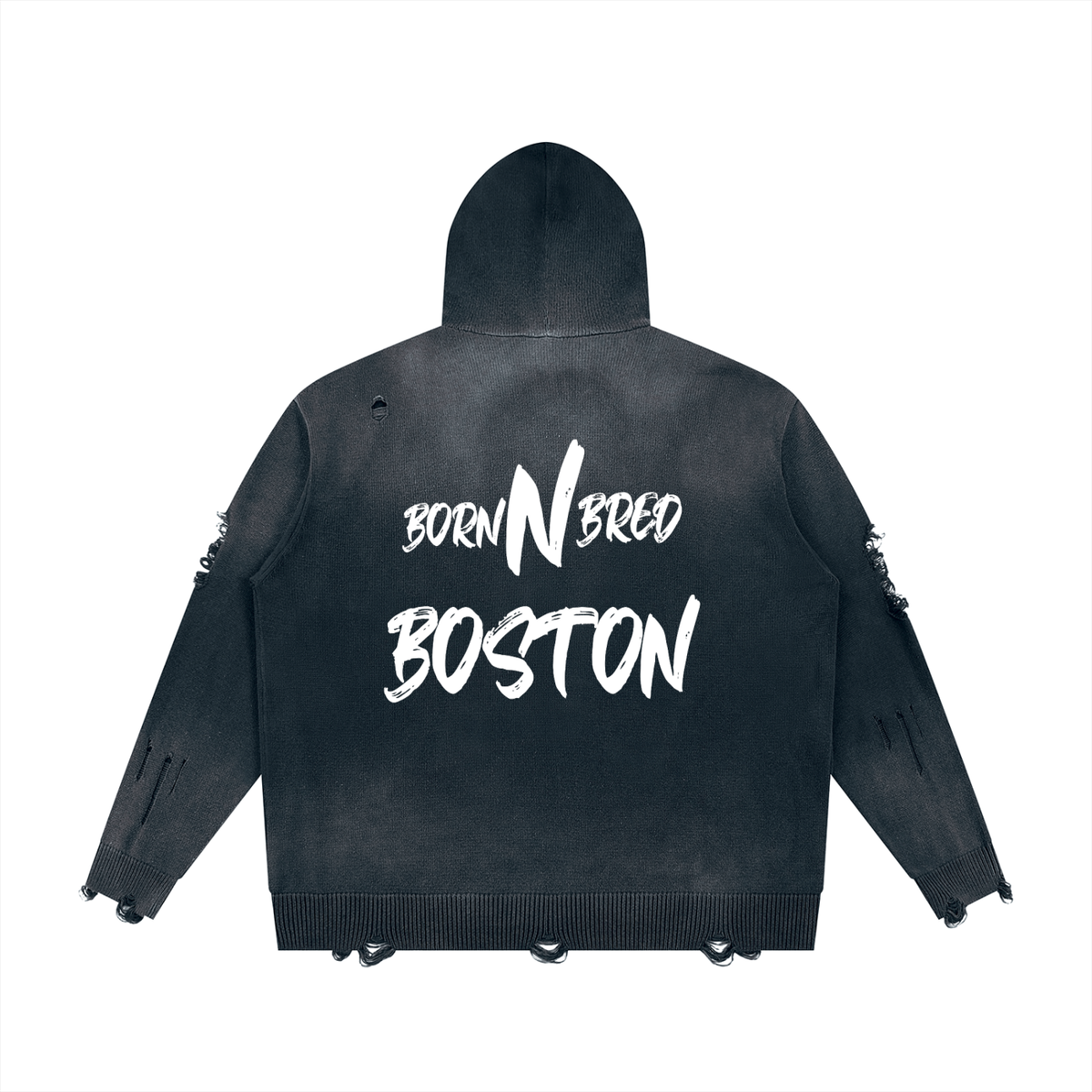 Unisex Distressed Full Zip Sweater