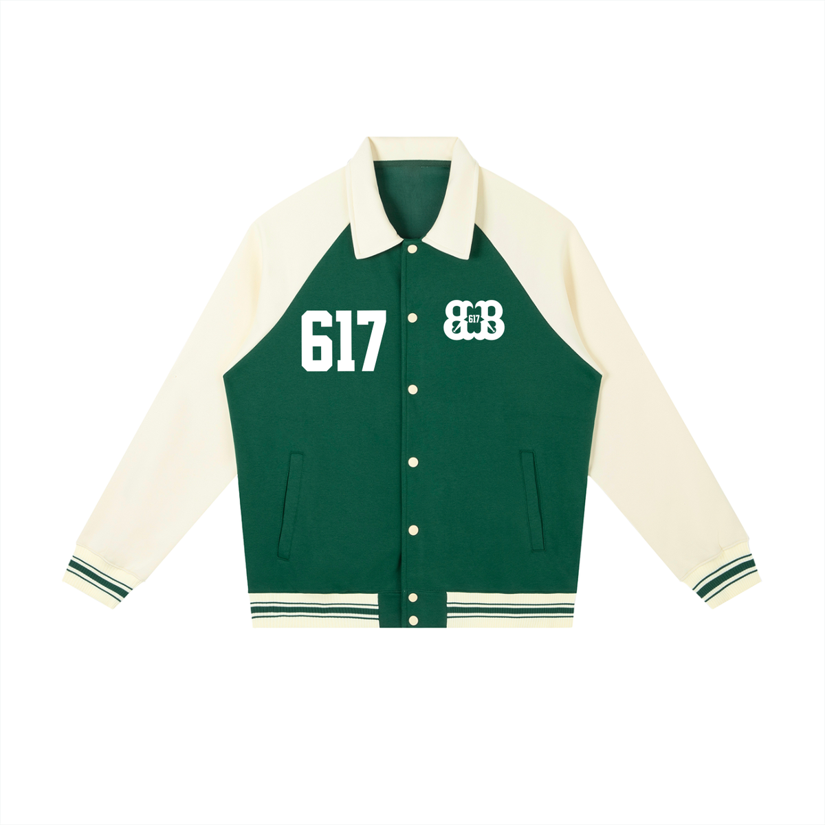 Contrast Raglan Sleeve Baseball Jacket