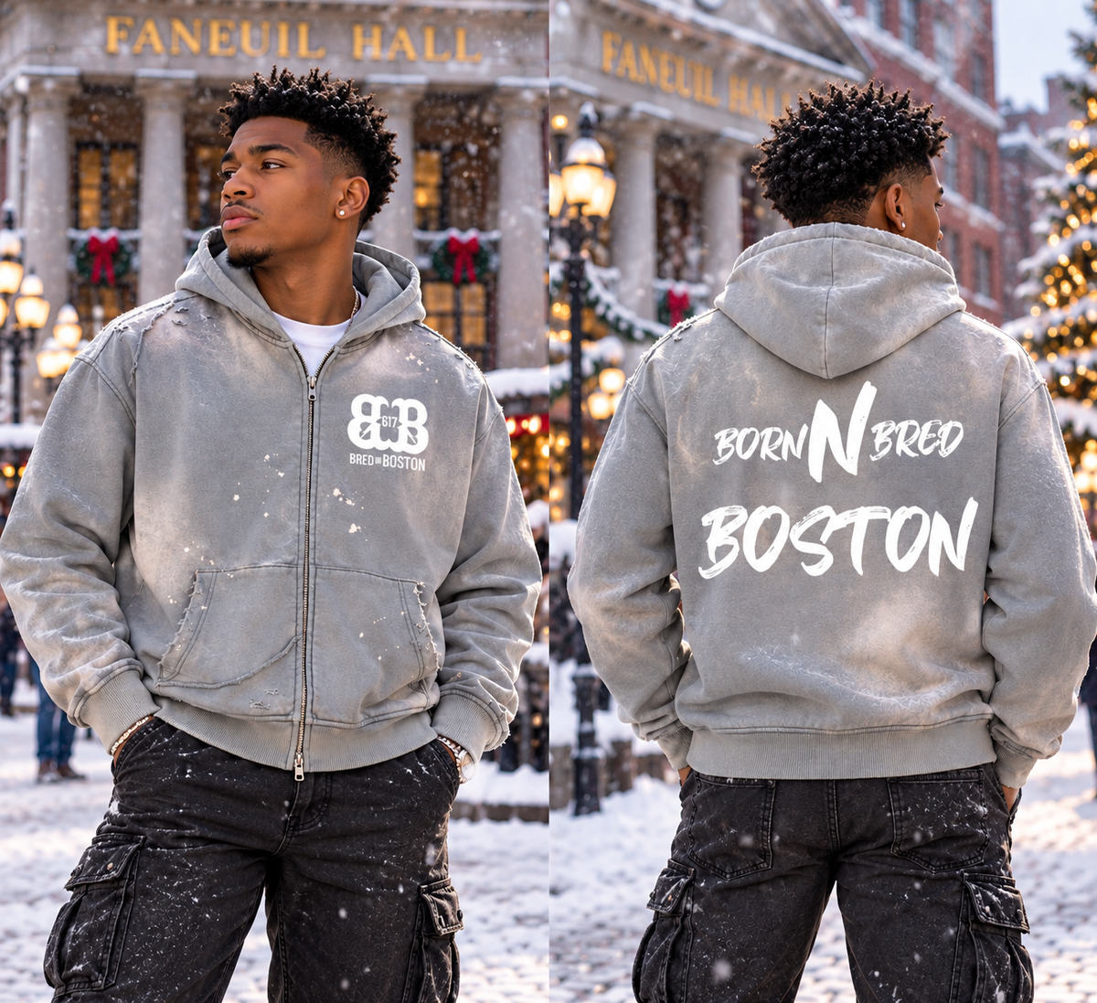 Sun Fade Frayed Raw Edge Fleece Zip Hoodie
