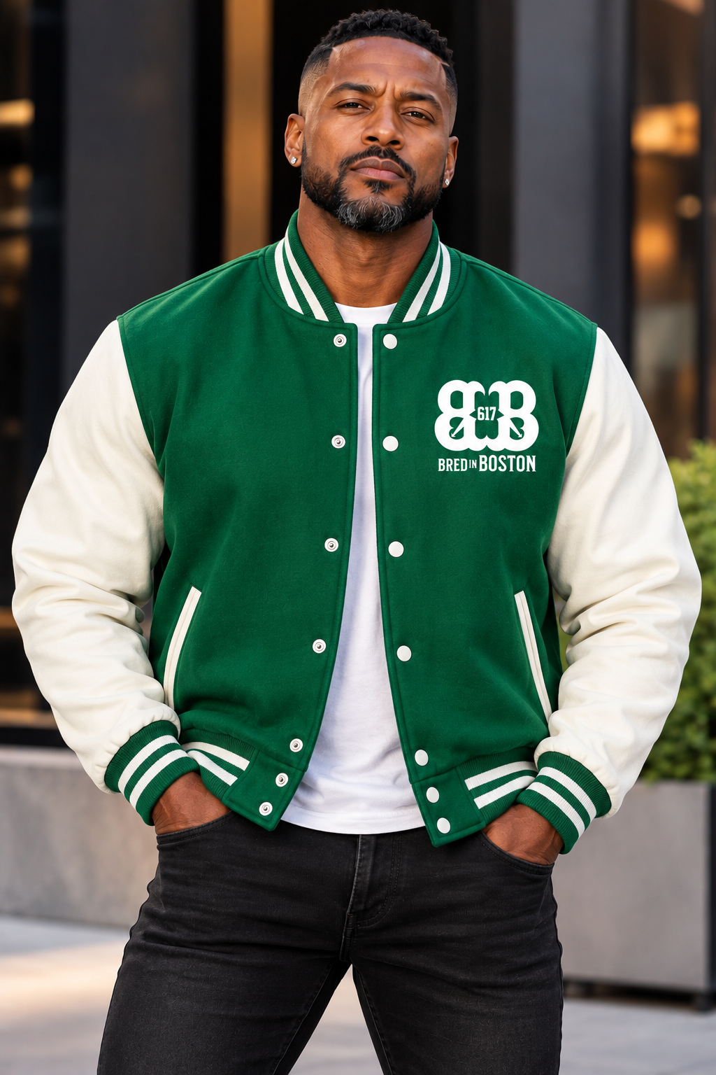 Two-Tone Fleeced Varsity Jacket