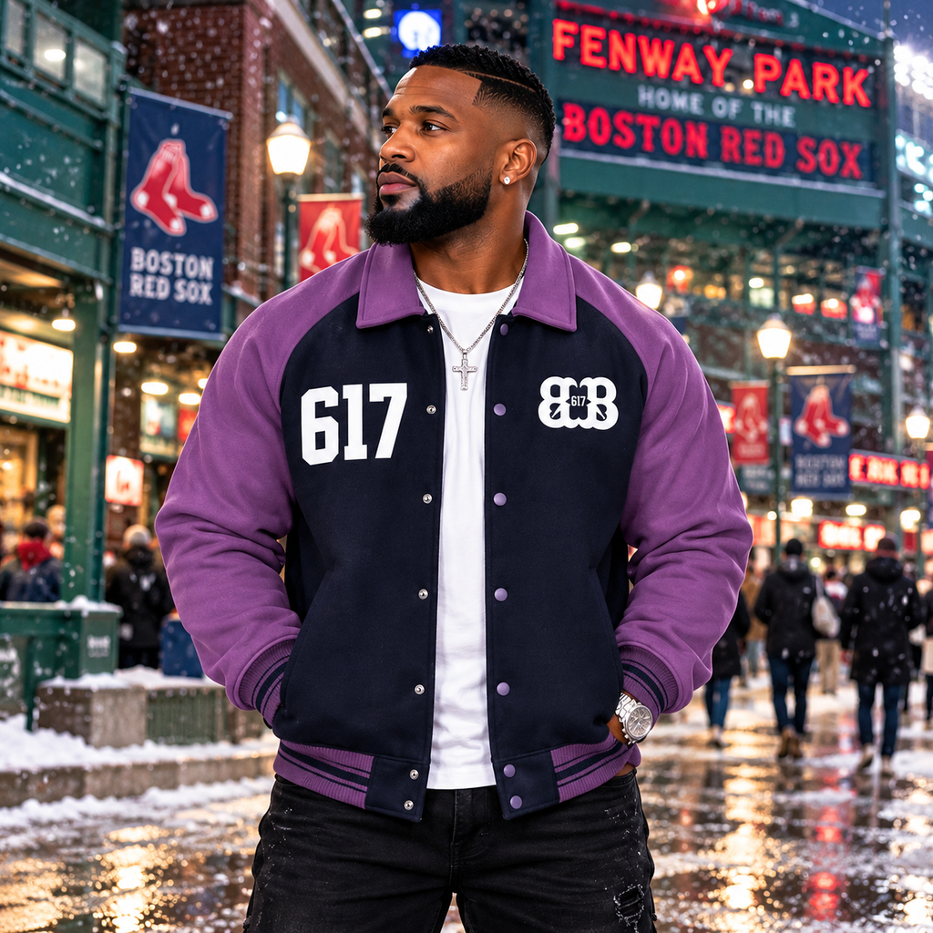 Contrast Raglan Sleeve Baseball Jacket