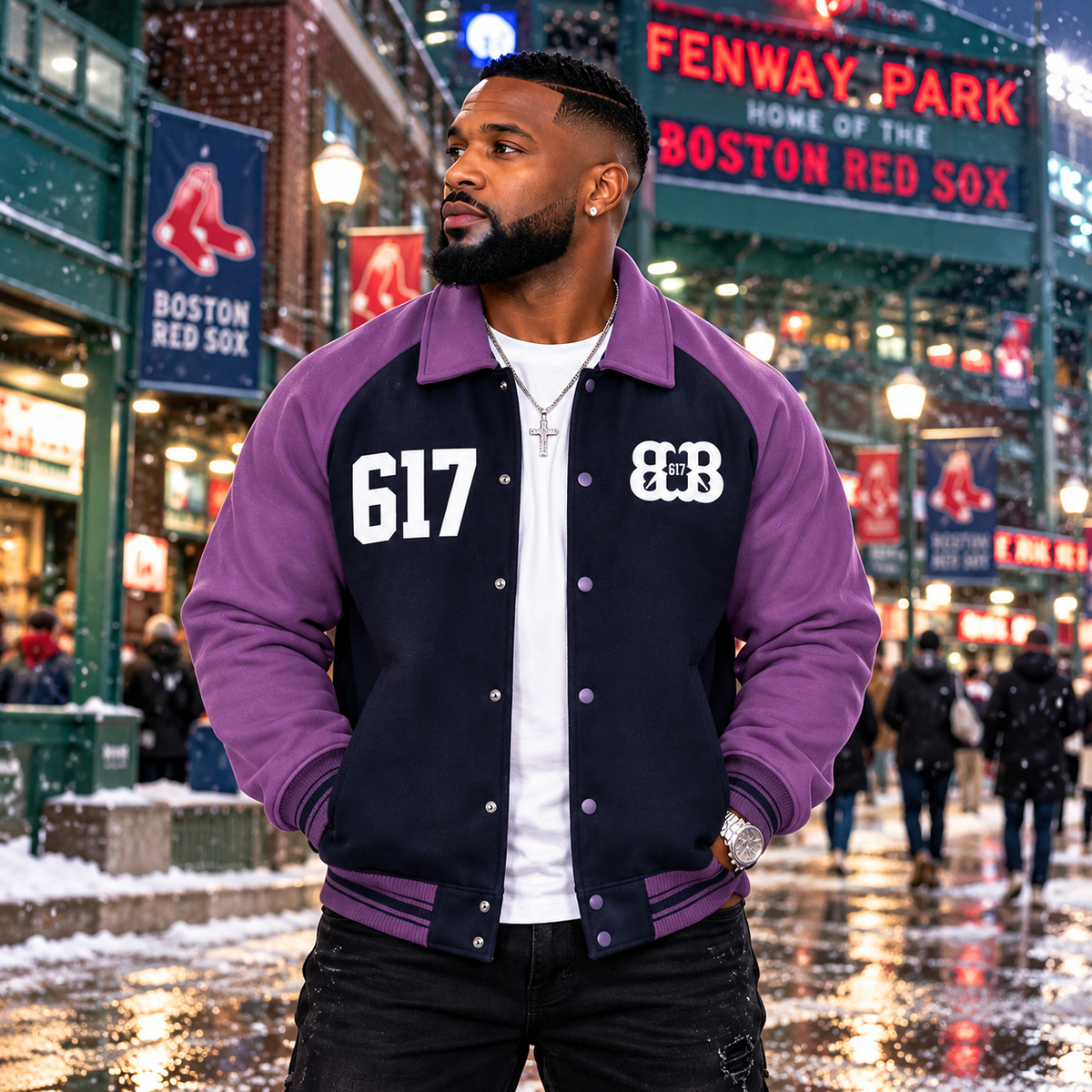 Contrast Raglan Sleeve Baseball Jacket