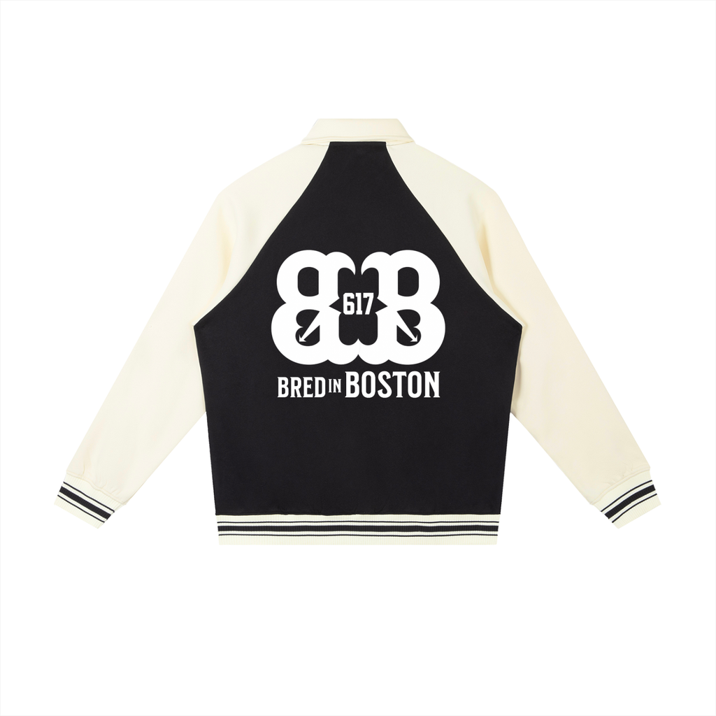 Contrast Raglan Sleeve Baseball Jacket