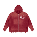 Unisex Distressed Full Zip Sweater