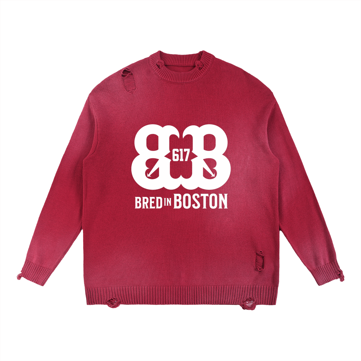 Sun Fade Distressed Ripped Crewneck sweater