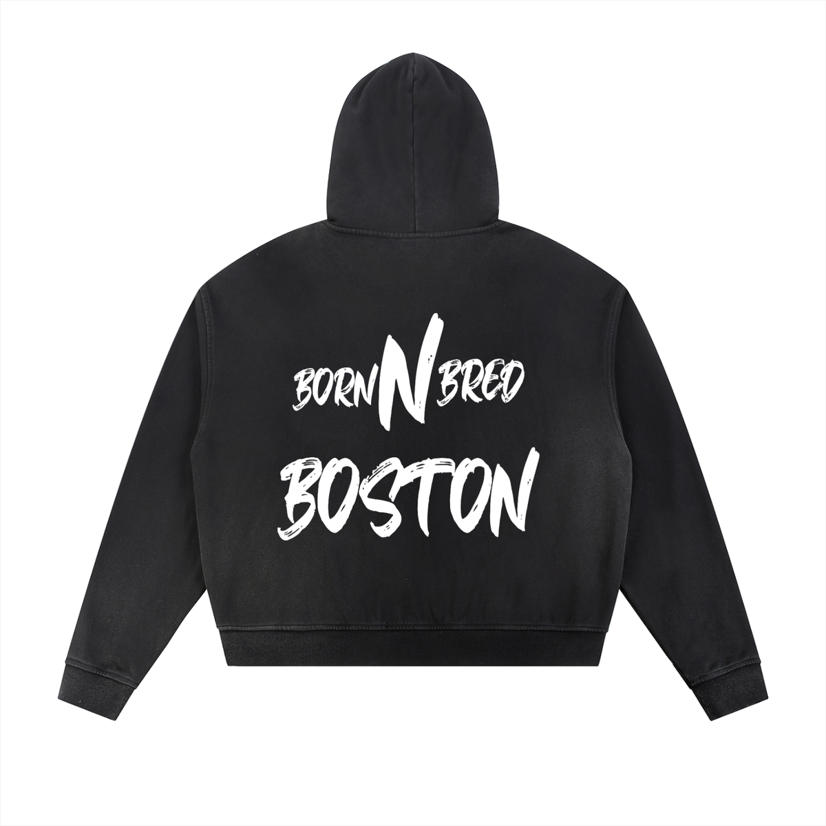 Sun Fade Frayed Raw Edge Fleece Zip Hoodie