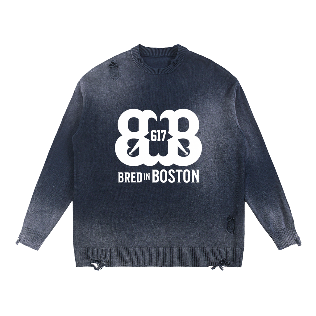 Sun Fade Distressed Ripped Crewneck sweater