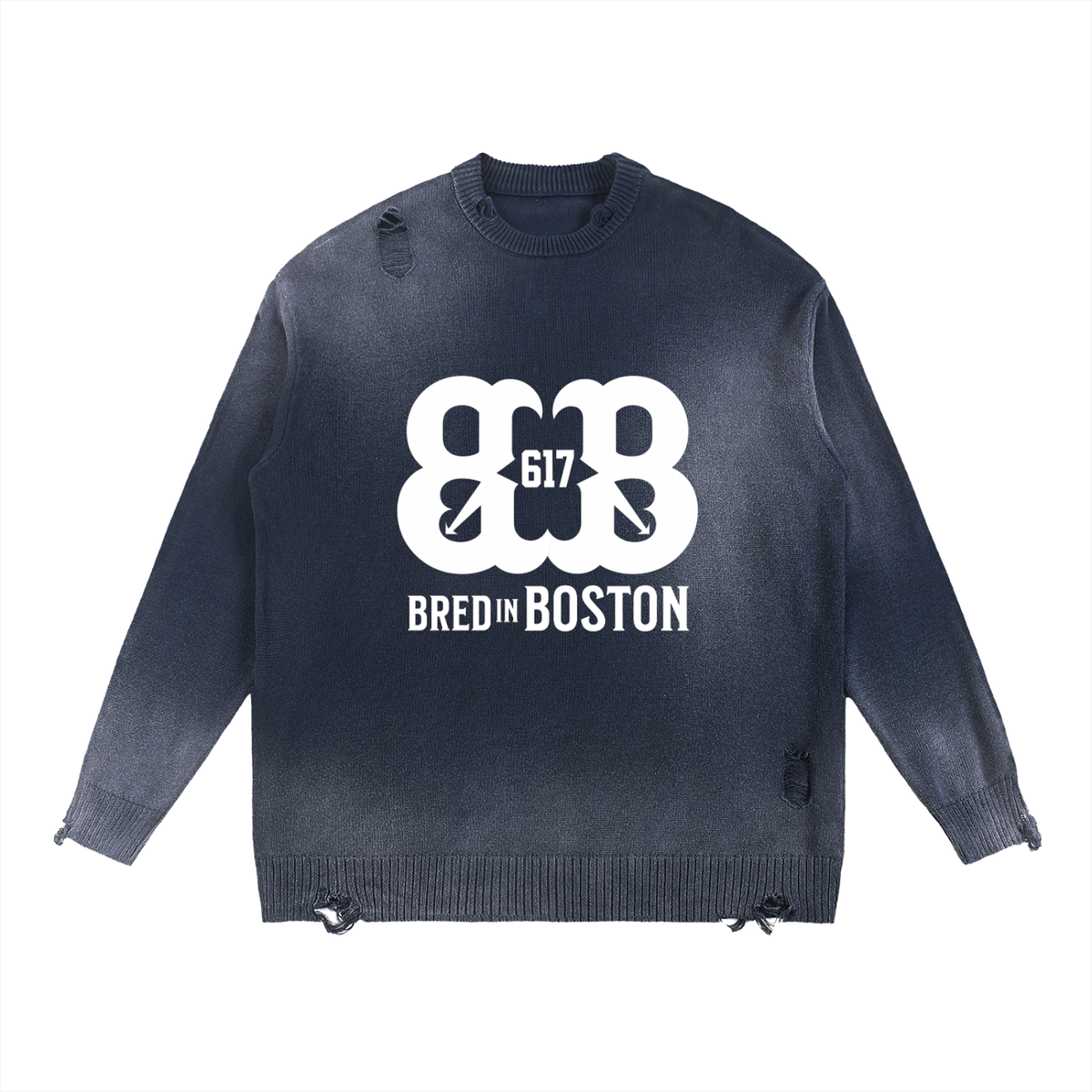 Sun Fade Distressed Ripped Crewneck sweater