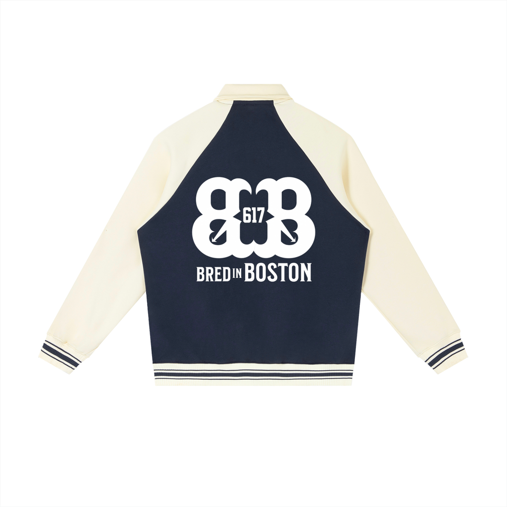 Contrast Raglan Sleeve Baseball Jacket