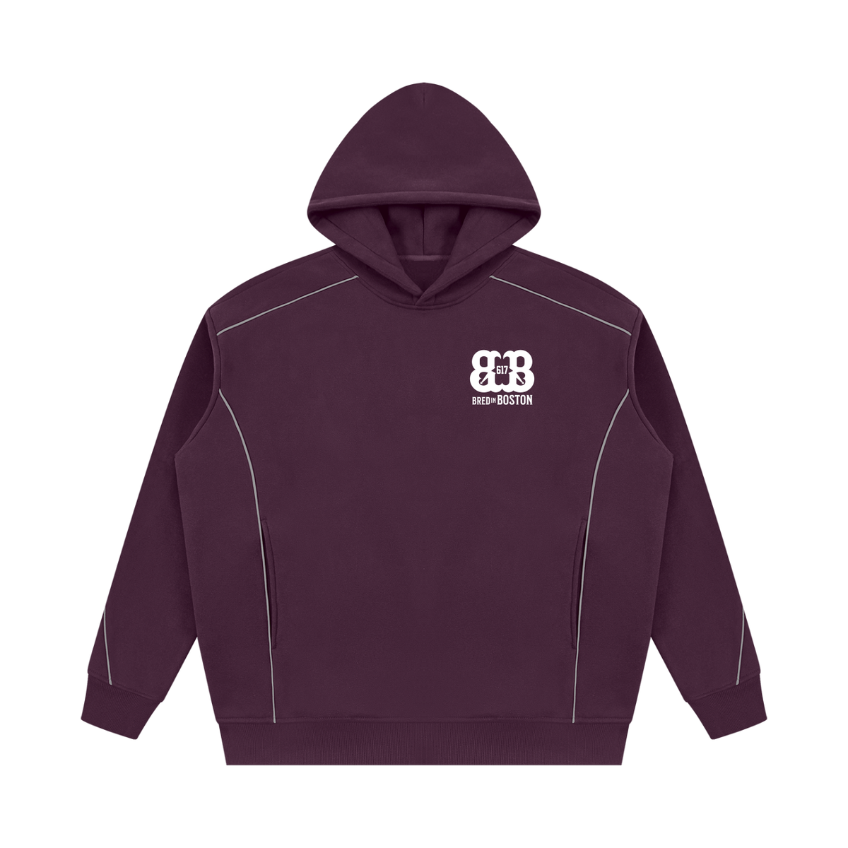 Unisex Oversized Piping Fleece Hoodie