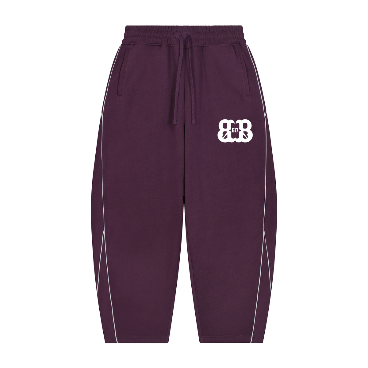 Unisex Piping Fleece Barrel Leg Sweatpants