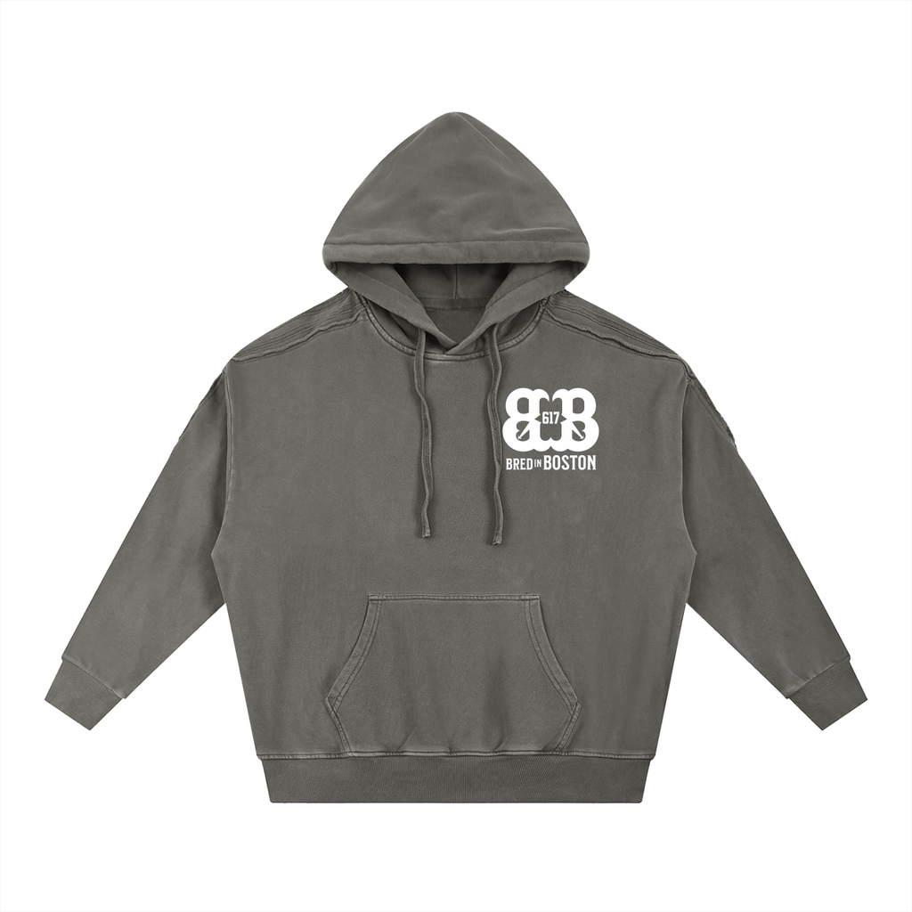 Snow Washed Tape Raw Edge Hoodie
