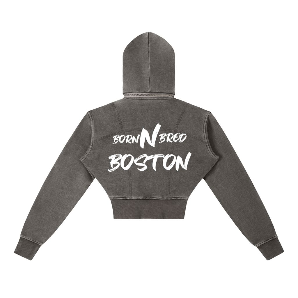 Vintage Washed Cropped Fleece Hoodie