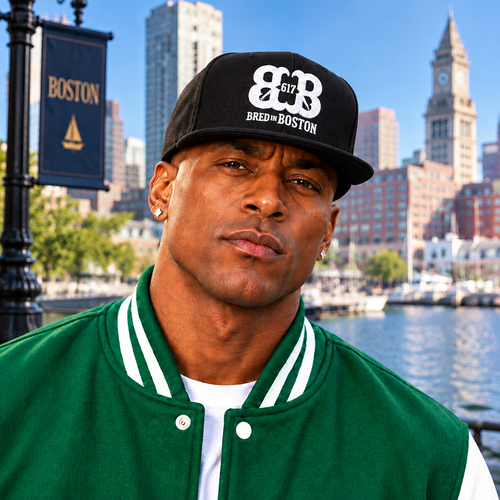 Front-view Bred in Boston snapback