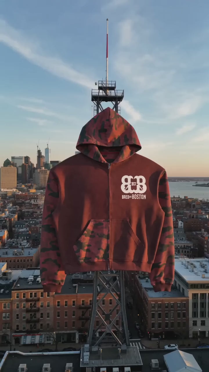 Unisex Colorblock Camo Full Zip Boxy Hoodie